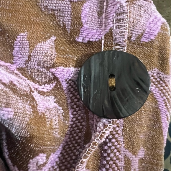 CMC Color Me Cotton Pink Brown Floral Jacquard Short Blazer Jacket Size XL Flaw - Picture 9 of 9